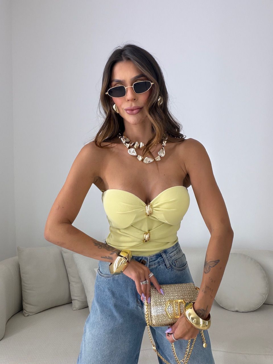 BLUSA DAMARIS TOMARA QUE CAIA PISTACHE - 008237014 - CAROLLA FERRARO