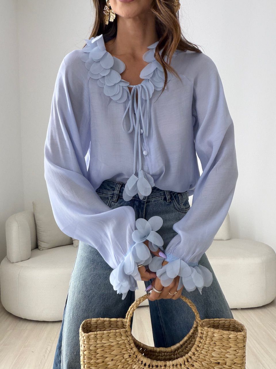 CAMISA CLÉIA BOTÕES AZUL - 0082470109 - CAROLLA FERRARO
