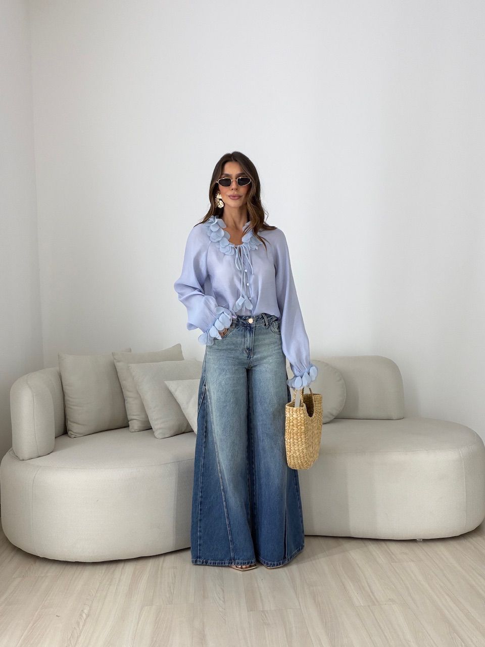 CAMISA CLÉIA BOTÕES AZUL