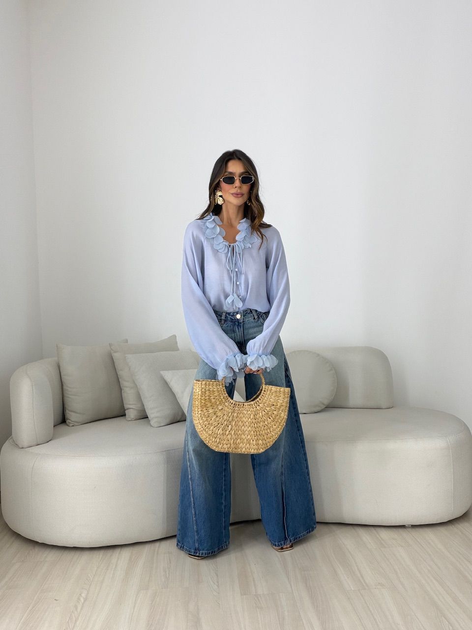 CAMISA CLÉIA BOTÕES AZUL
