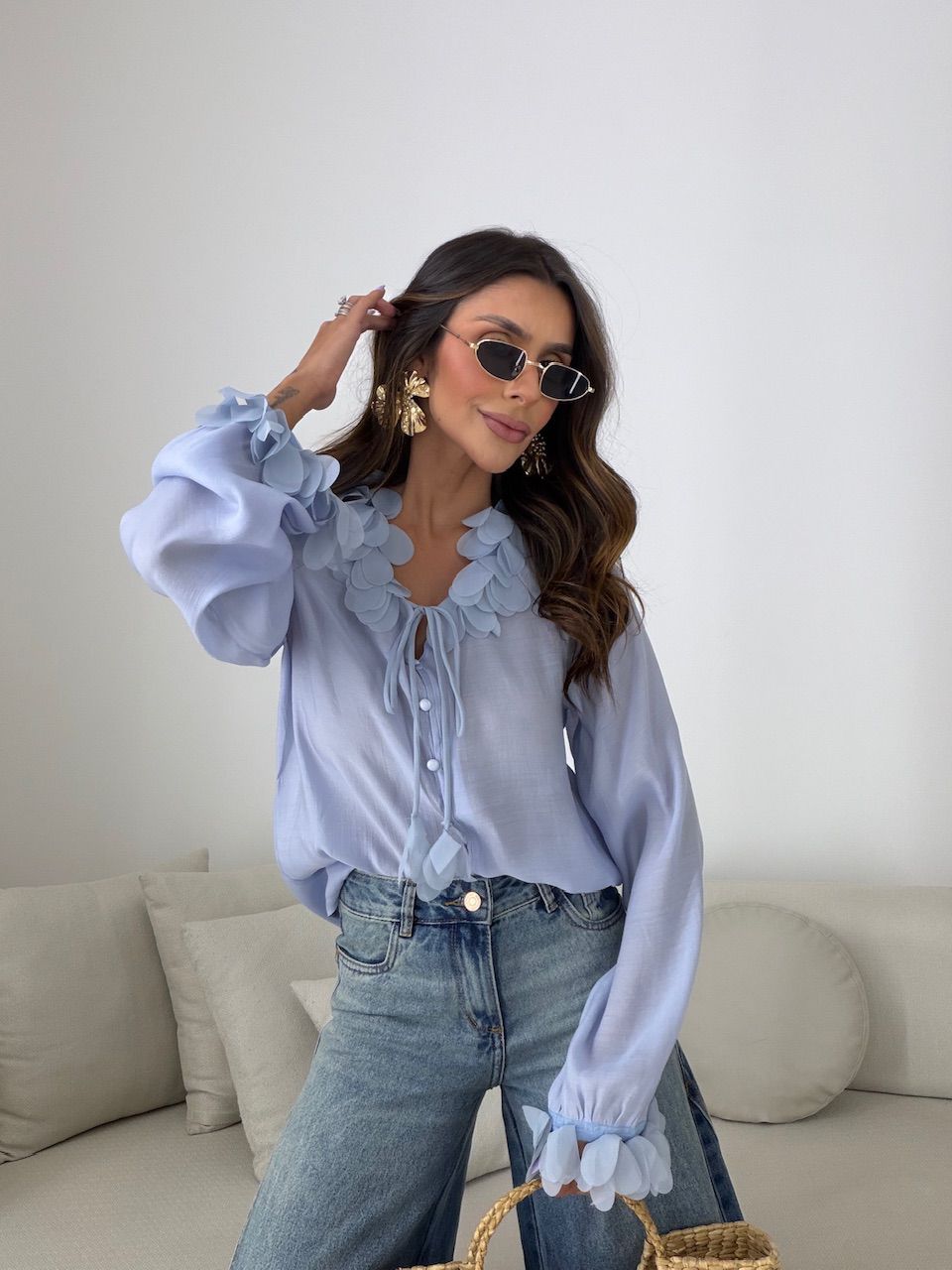 CAMISA CLÉIA BOTÕES AZUL