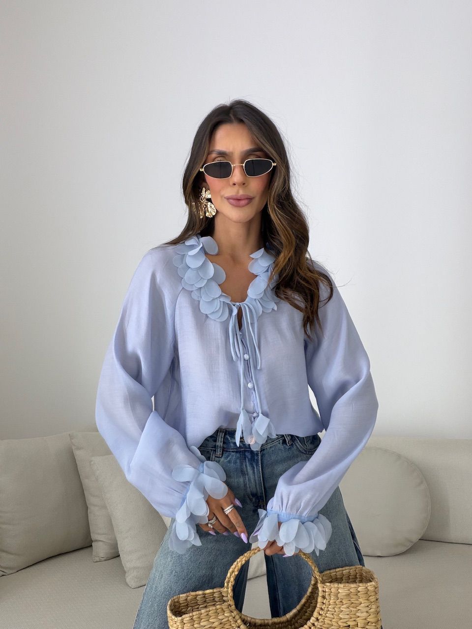 CAMISA CLÉIA BOTÕES AZUL
