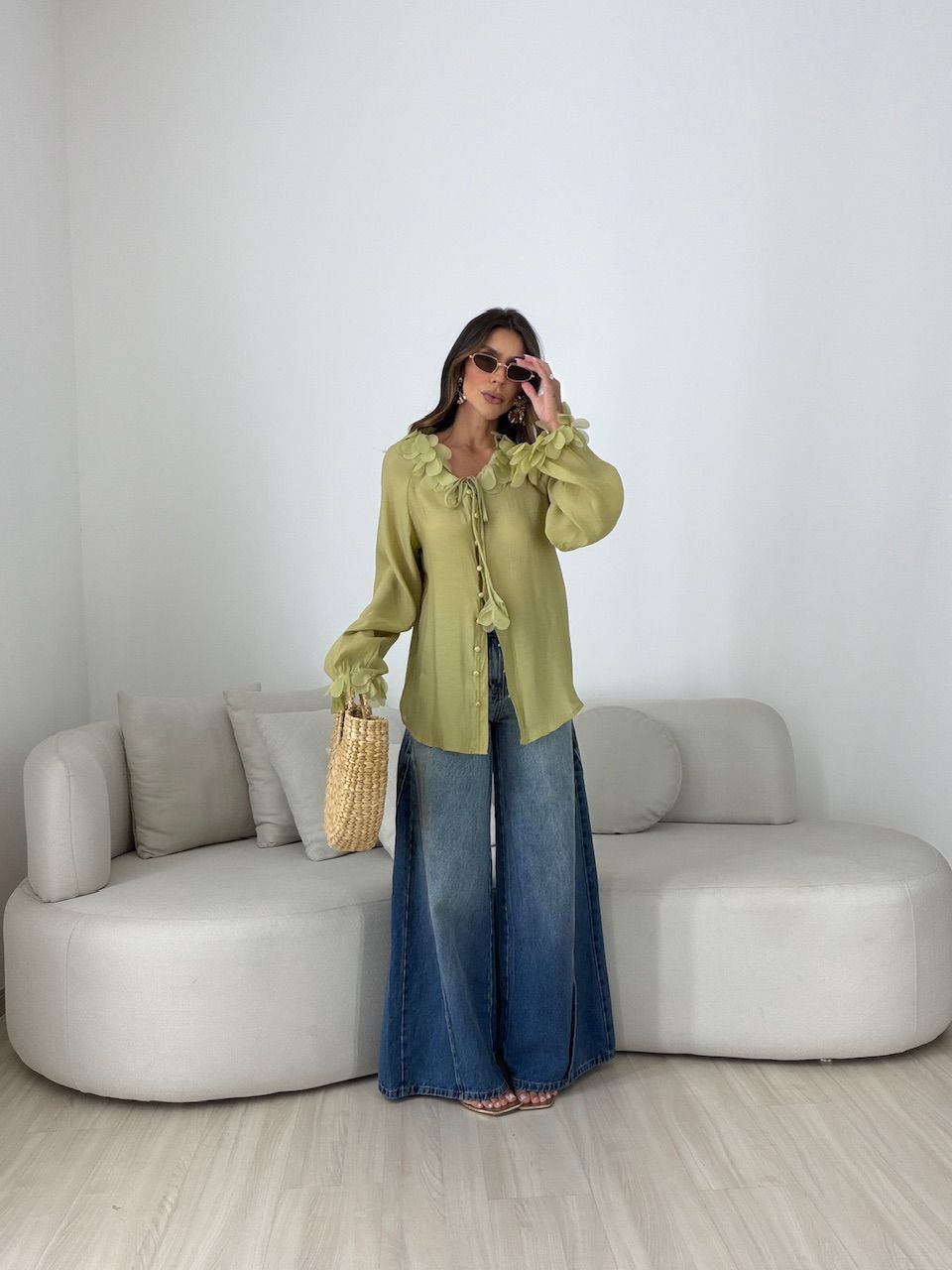 CAMISA CLÉIA BOTÕES VERDE