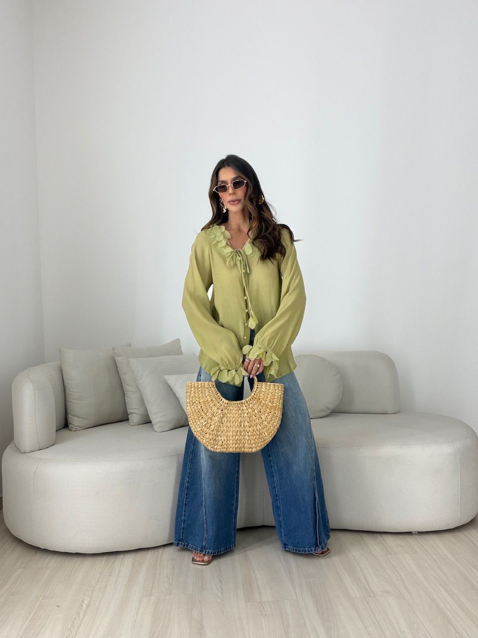 CAMISA CLÉIA BOTÕES VERDE