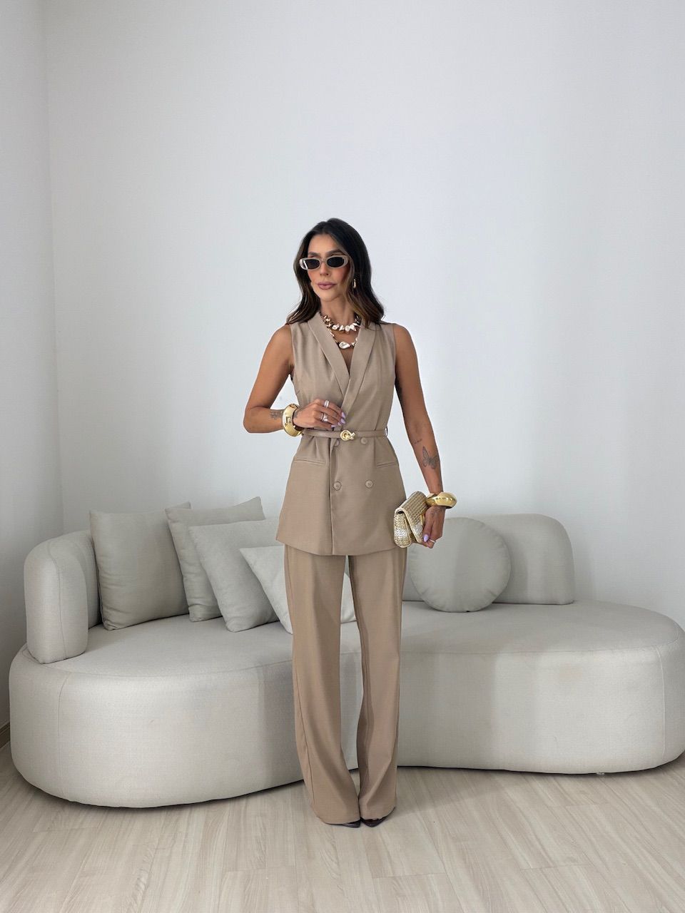 CONJUNTO GIANE ALFAIATARIA CAPUCCINO 