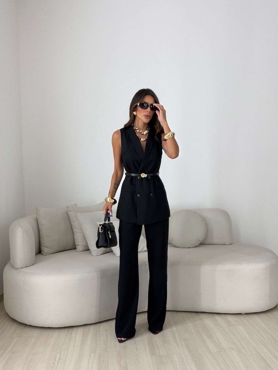 CONJUNTO GIANE ALFAIATARIA PRETO