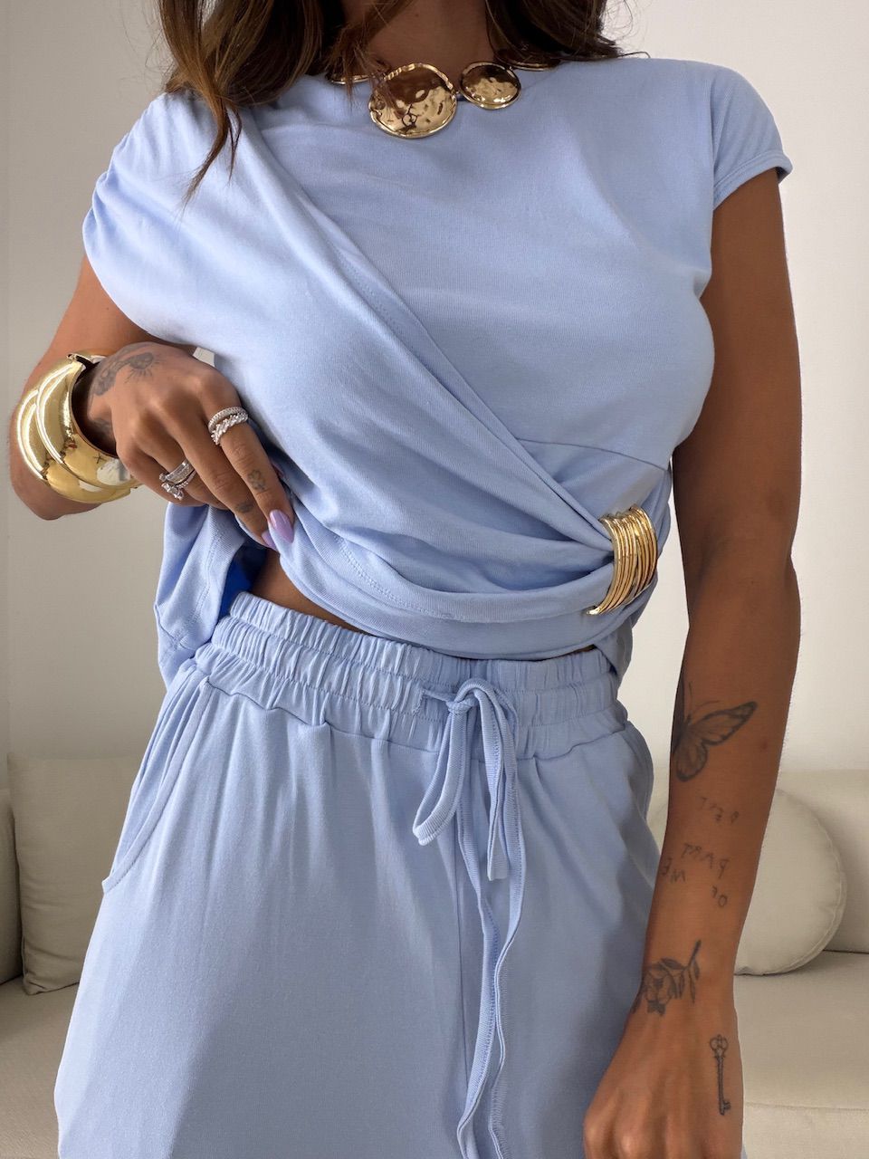 CONJUNTO KELLY BLUSA METAL AZUL