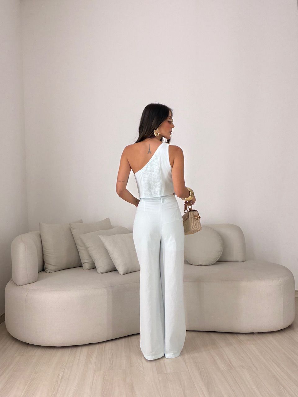 CONJUNTO ROSANGELA BLUSA CROCHÊ AZUL