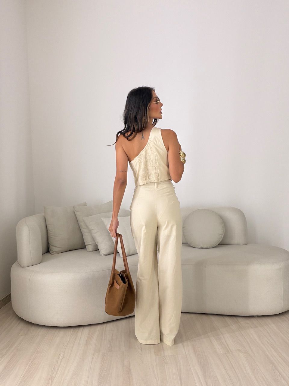 CONJUNTO ROSANGELA BLUSA CROCHÊ NUDE