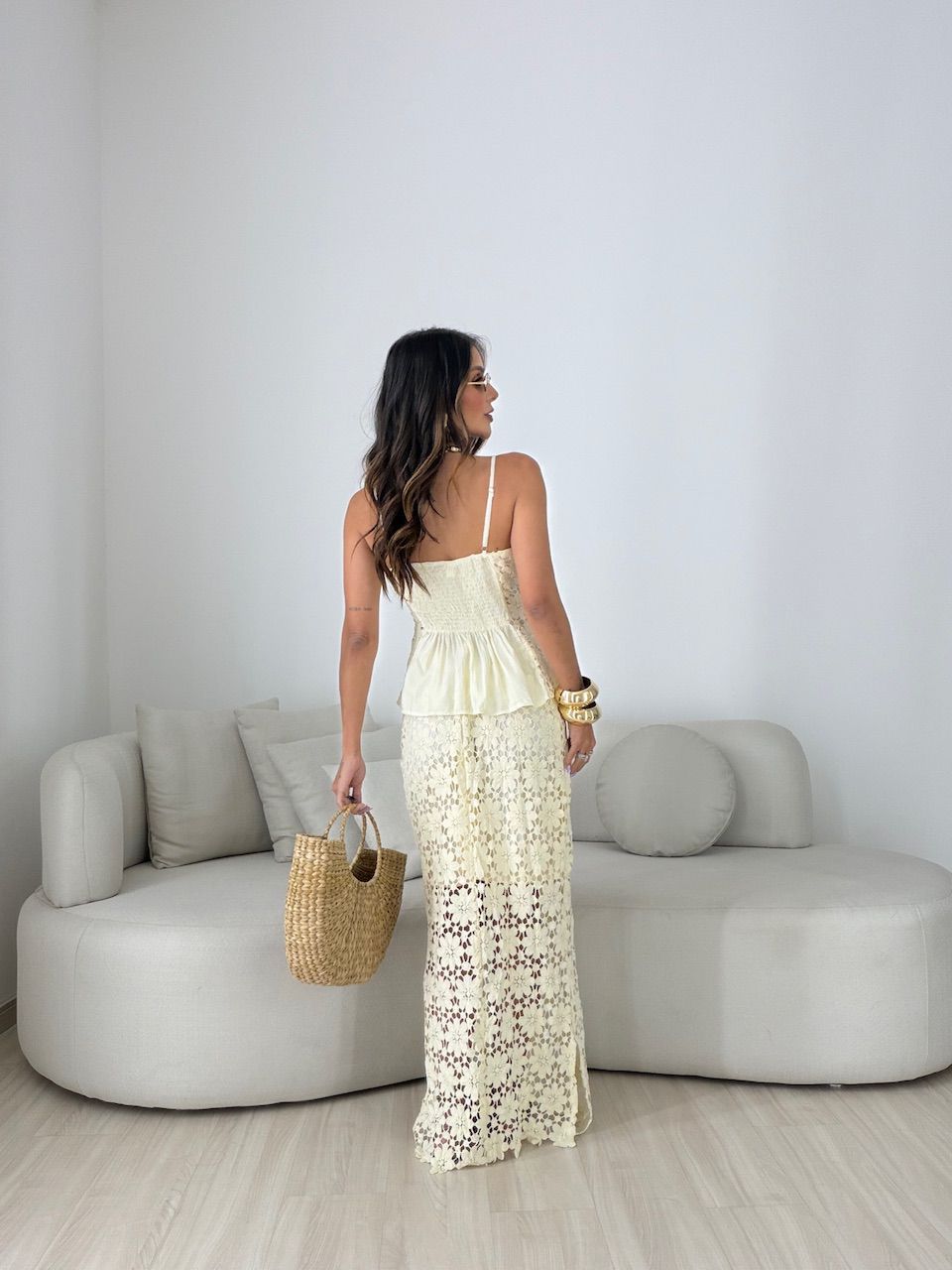 CONJUNTO SELENA SAIA LONGA CREME