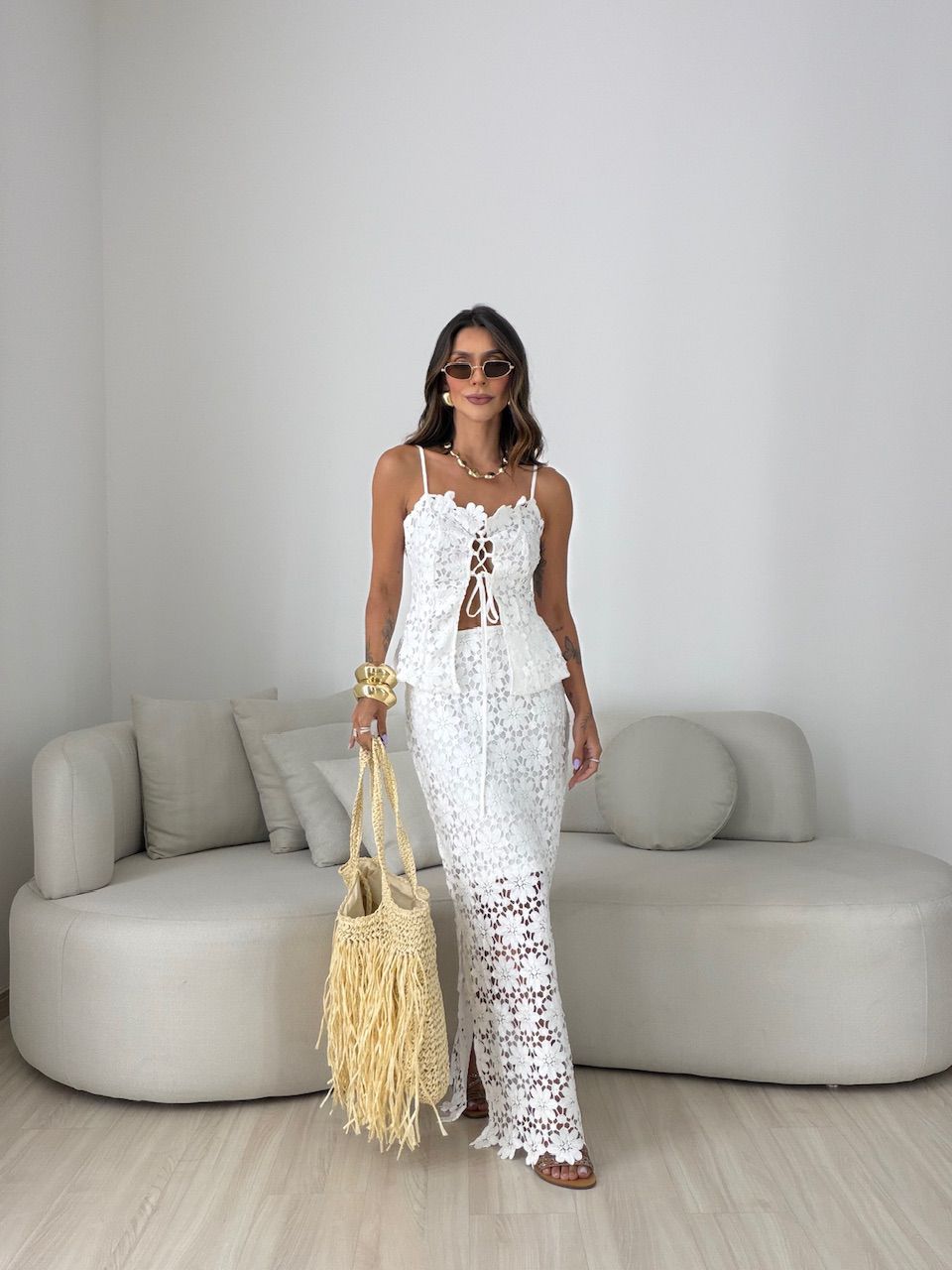 CONJUNTO SELENA SAIA LONGA OFF - 0082350048 - CAROLLA FERRARO