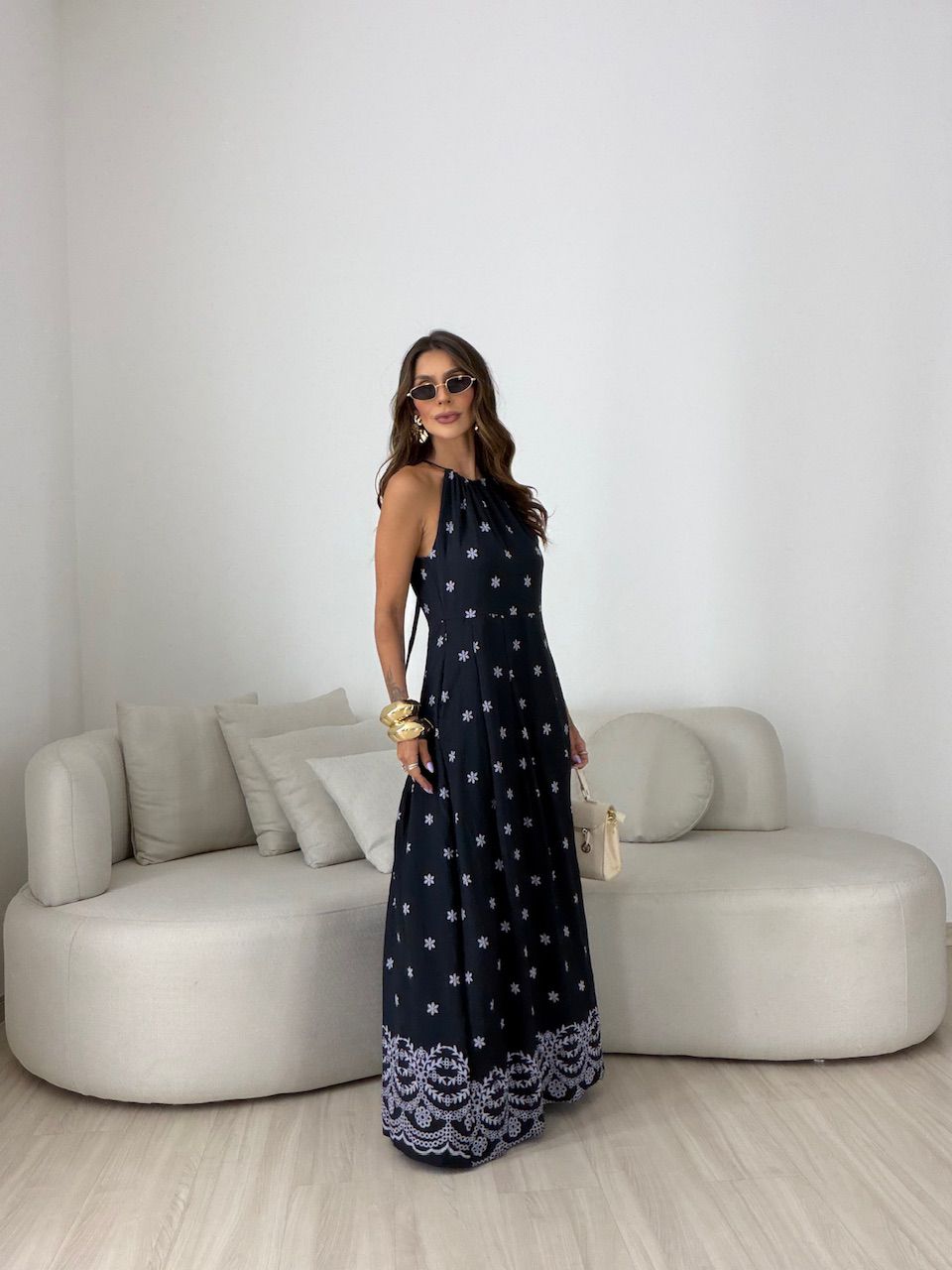 VESTIDO CÁSSIA ESTAMPADO PRETO