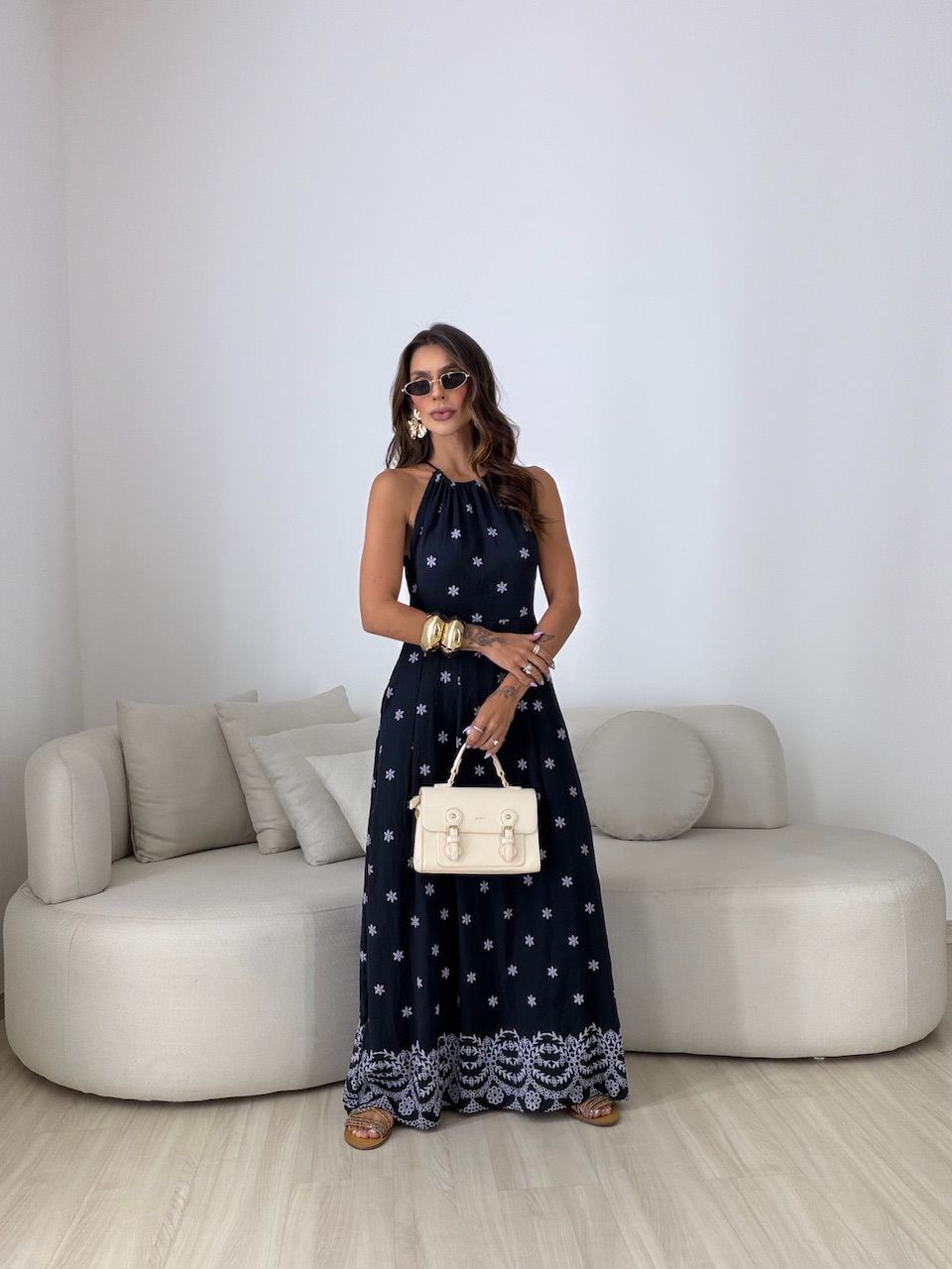 VESTIDO CÁSSIA ESTAMPADO PRETO