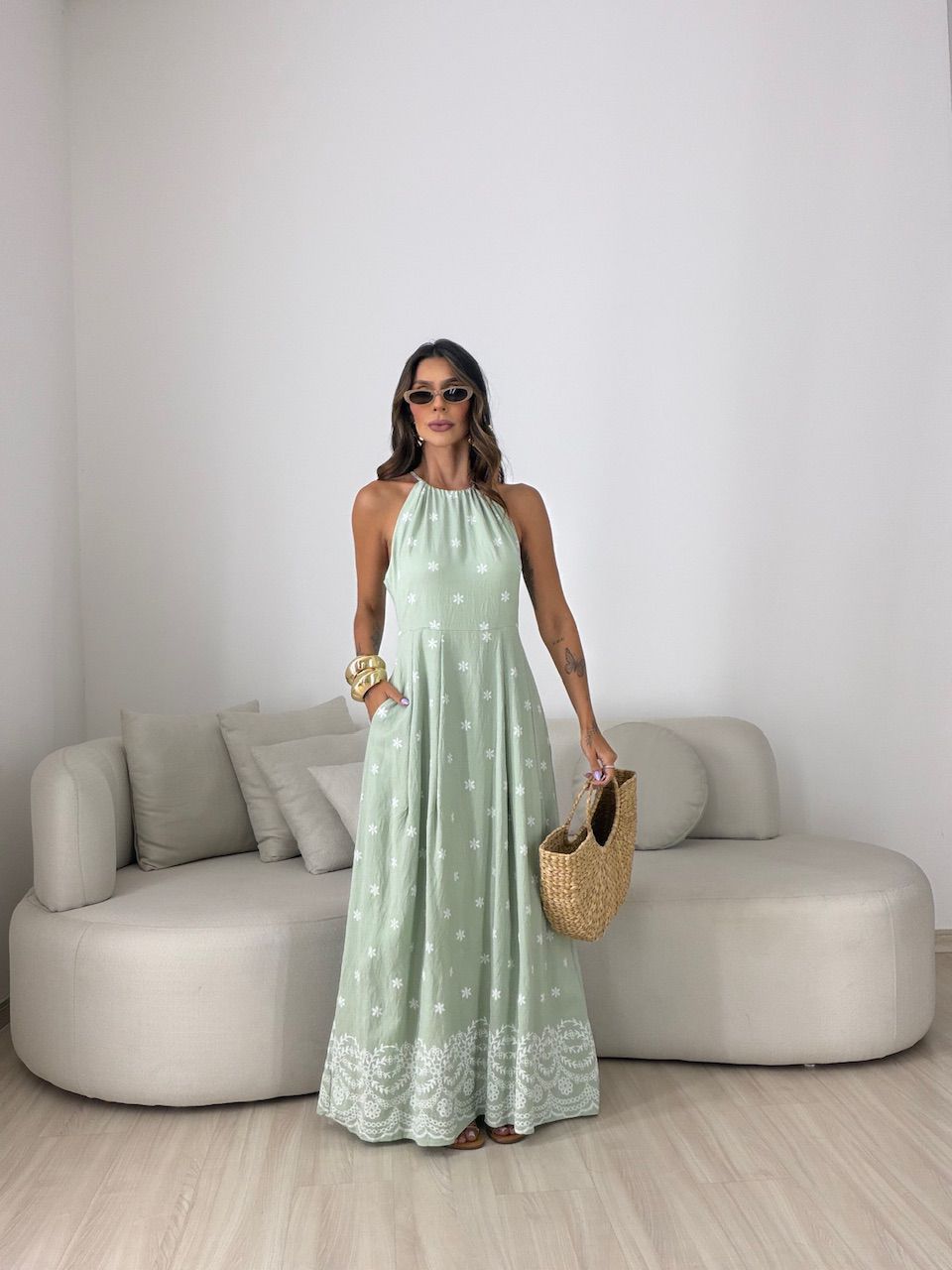 VESTIDO CÁSSIA ESTAMPADO VERDE - 0082400230 - CAROLLA FERRARO
