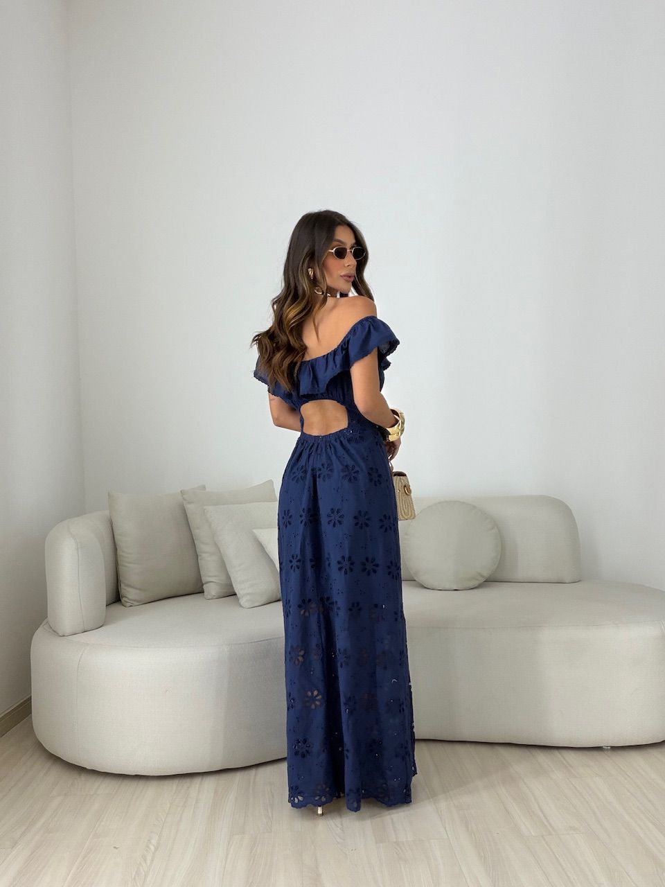 VESTIDO JULIETA LONGO MARINHO