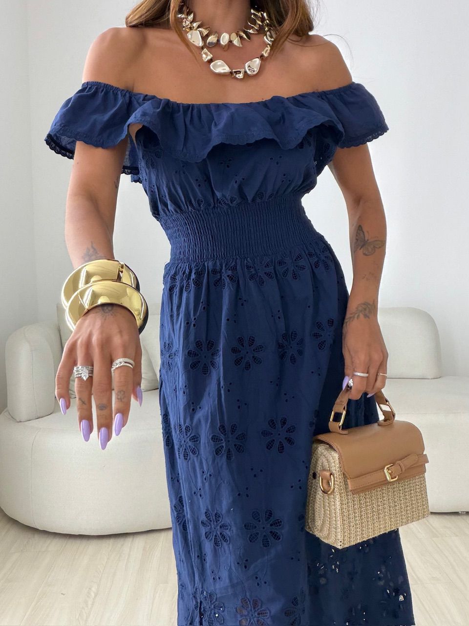 VESTIDO JULIETA LONGO MARINHO
