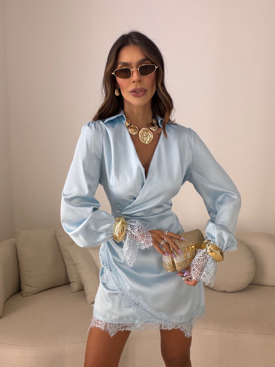 VESTIDO LAISA ACETINADO AZUL