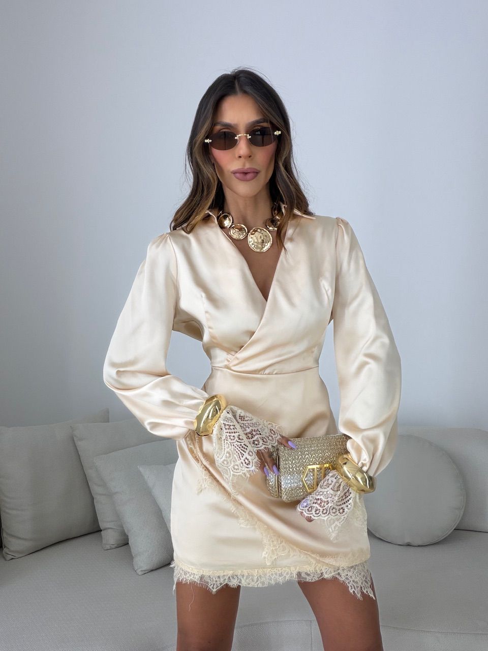VESTIDO LAISA ACETINADO NUDE