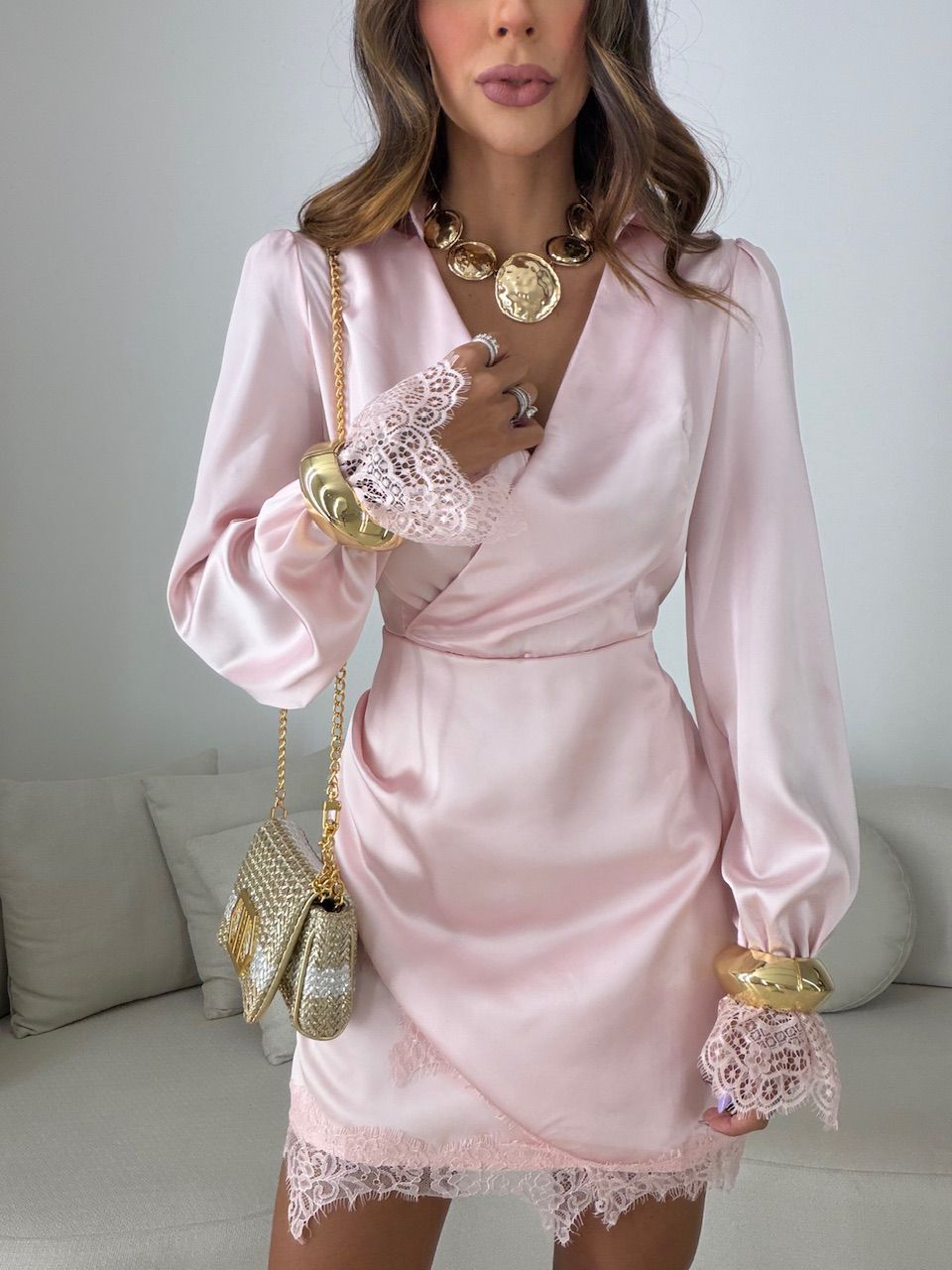 VESTIDO LAISA ACETINADO ROSA