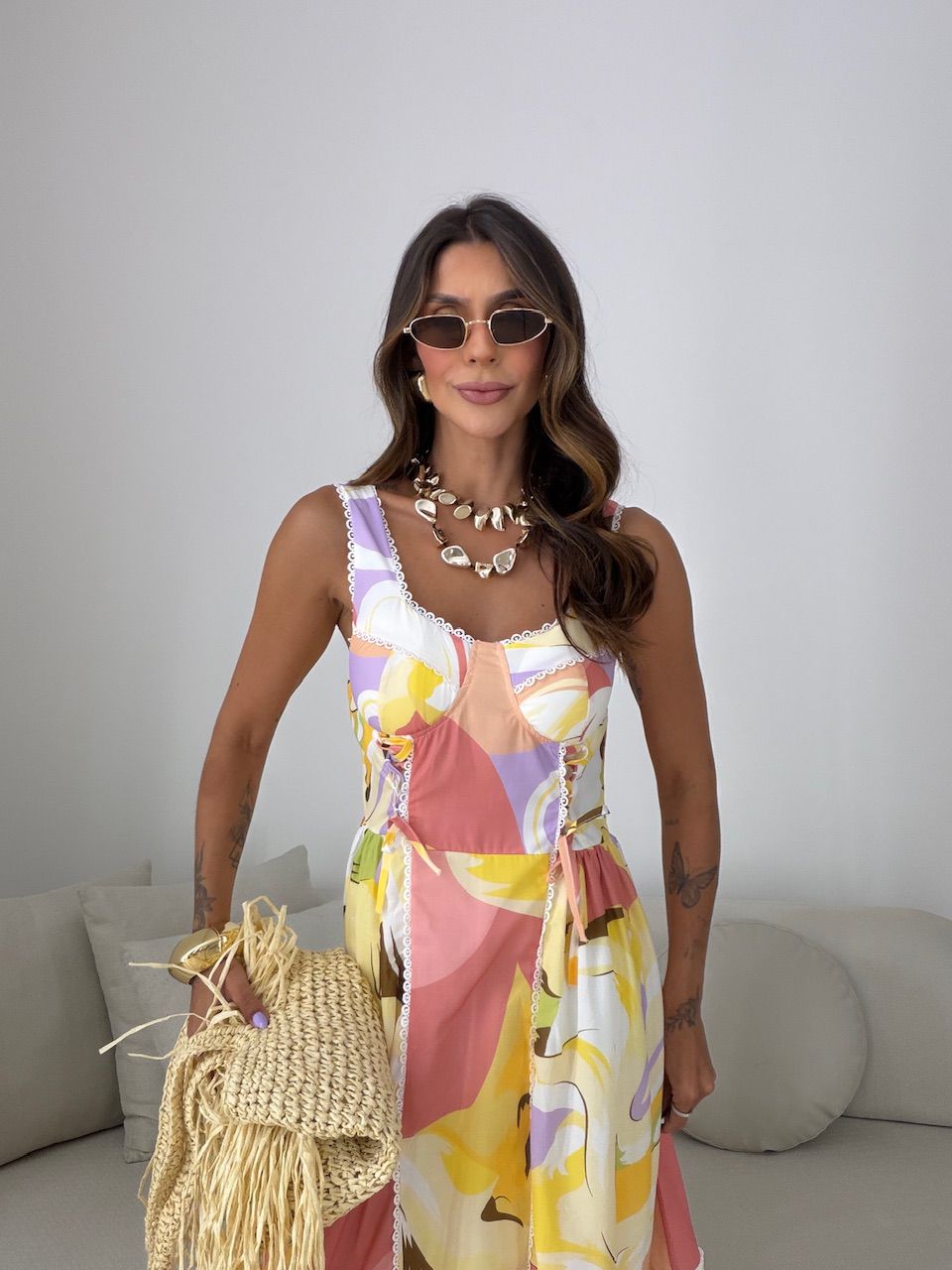VESTIDO PENÉLOPE ESTAMPADO PÊSSEGO