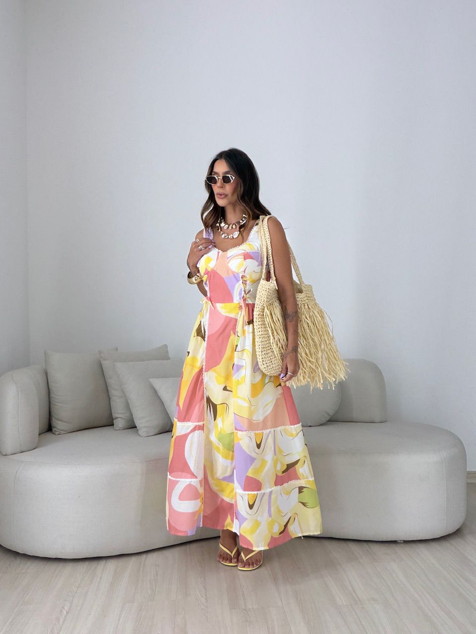 VESTIDO PENÉLOPE ESTAMPADO PÊSSEGO