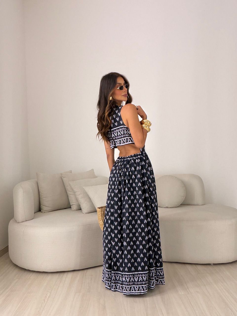 VESTIDO TABATA ESTAMPADO PRETO