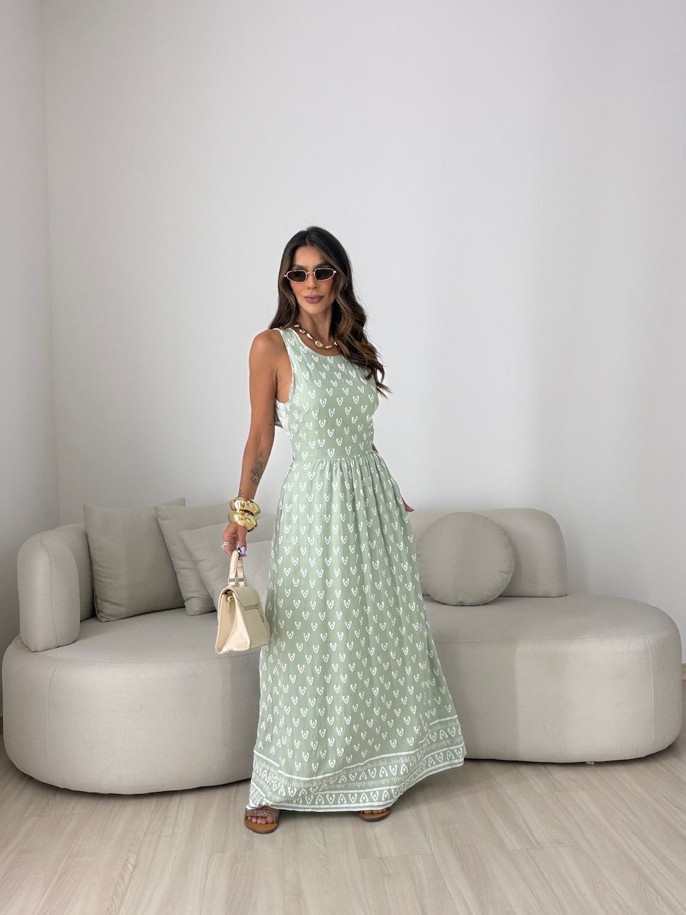 VESTIDO TABATA ESTAMPADO VERDE - 0082410230 - CAROLLA FERRARO