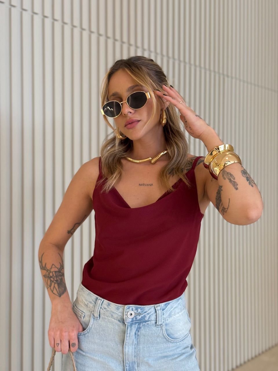 BLUSA ARIEL ALCINHA VINHO - 0071570168 - CAROLLA FERRARO