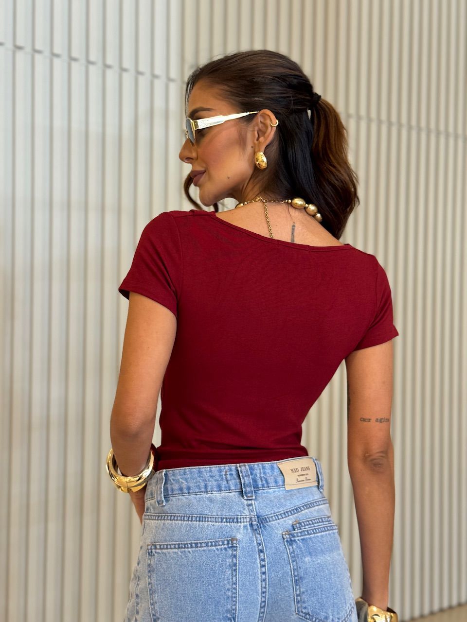 BLUSA LAIS MANGUINHA VINHO