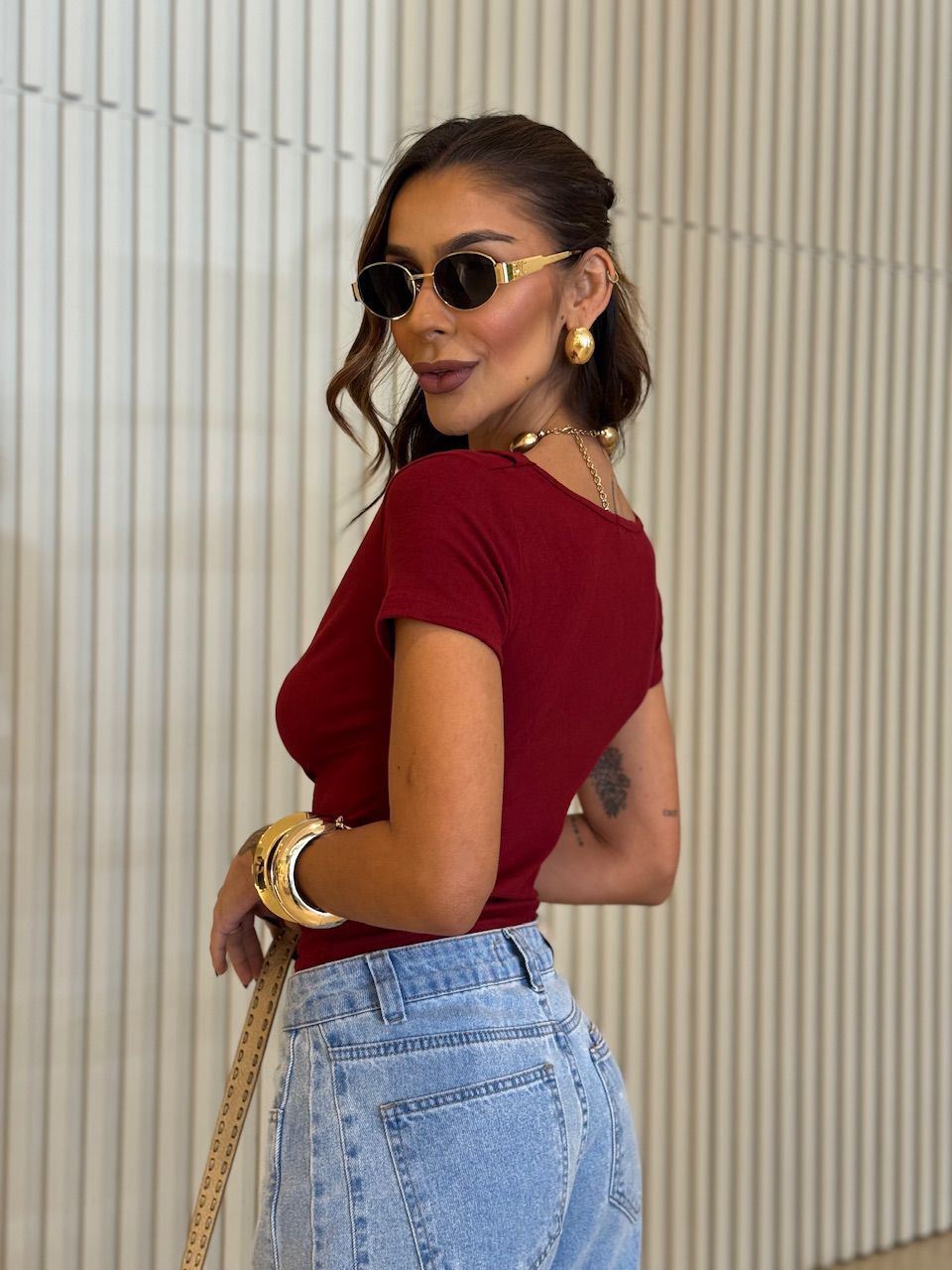 BLUSA LAIS MANGUINHA VINHO