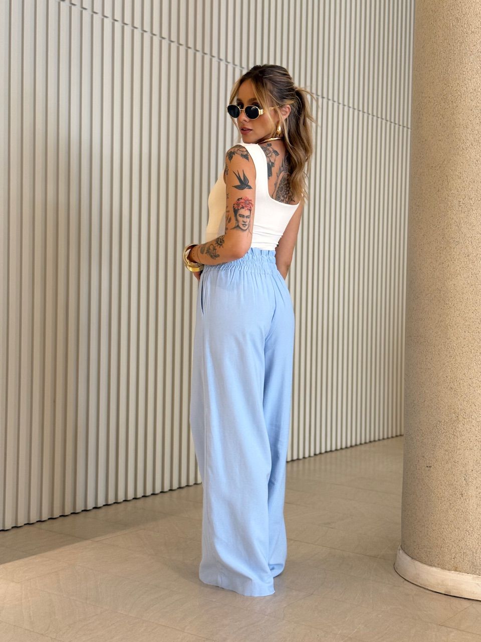 CALÇA ROBERTA LASTEX AZUL