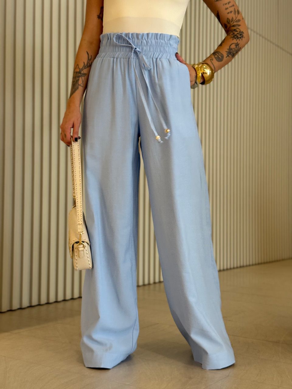 CALÇA ROBERTA LASTEX AZUL - 0071390109 - CAROLLA FERRARO