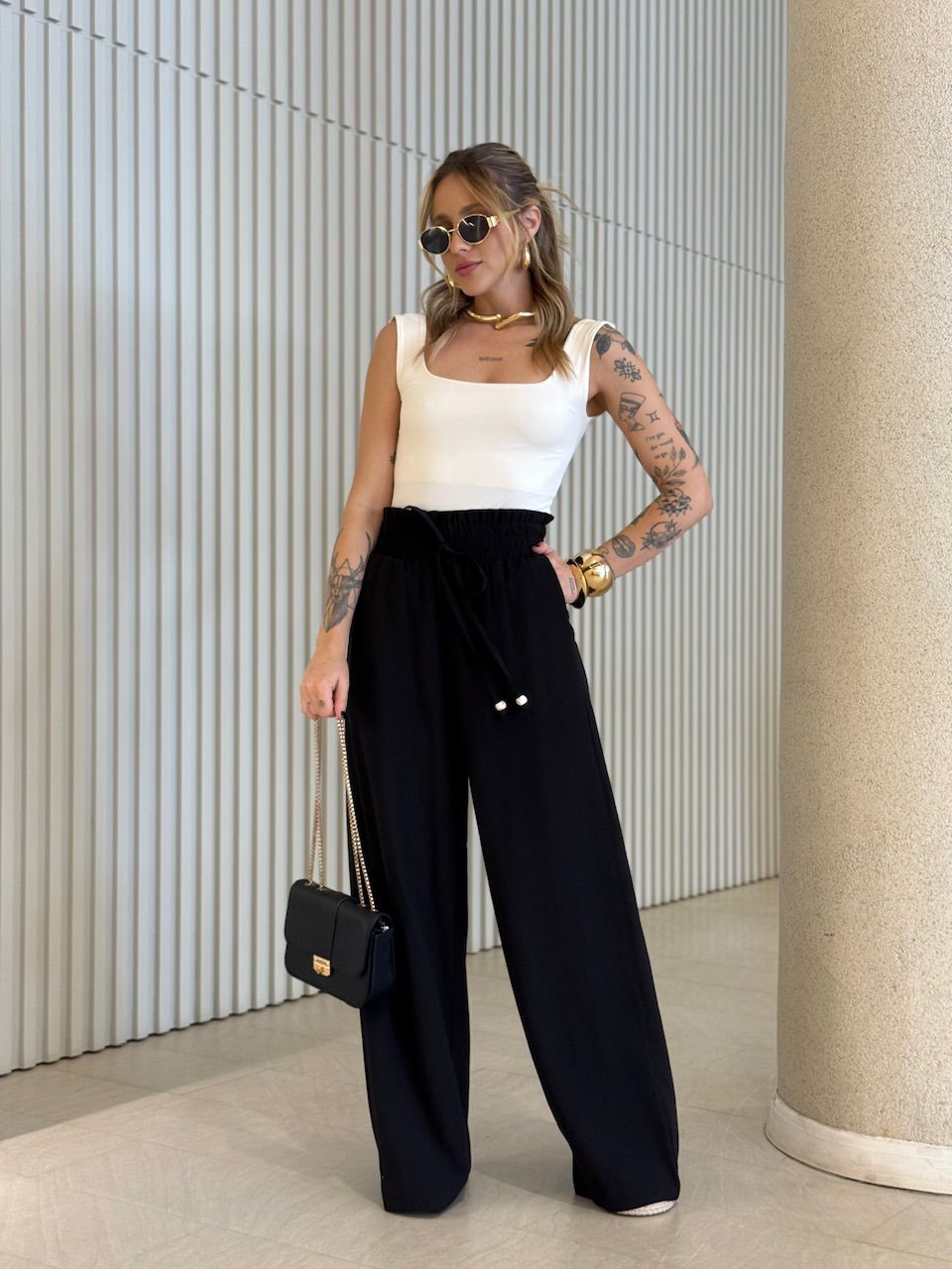 CALÇA ROBERTA LASTEX PRETA