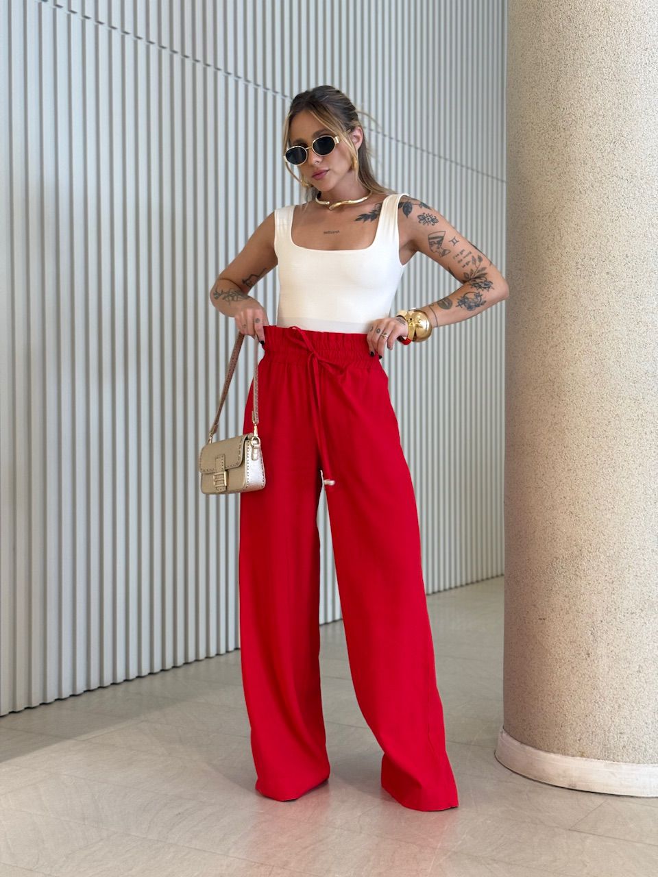 CALÇA ROBERTA LASTEX VERMELHO