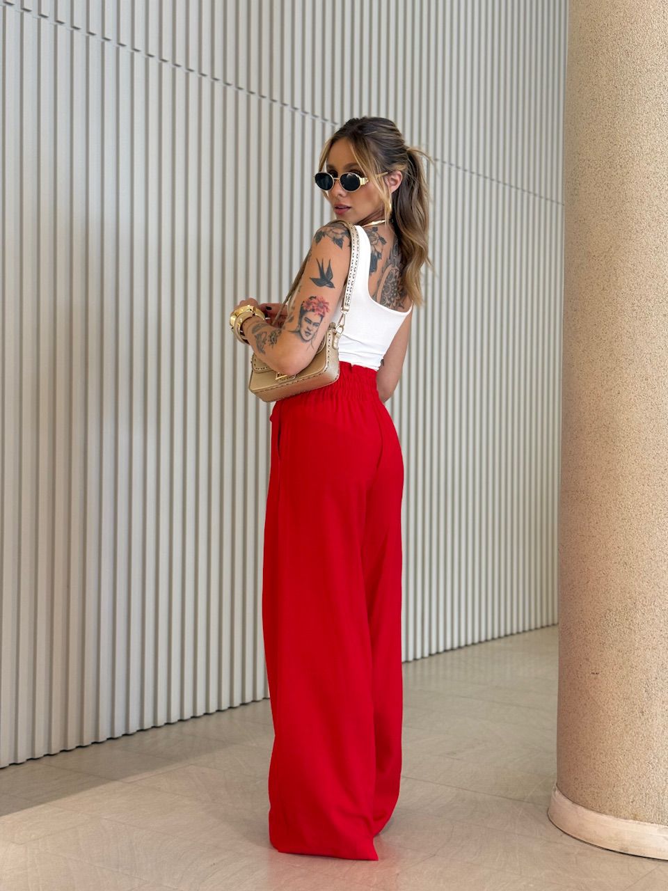 CALÇA ROBERTA LASTEX VERMELHO