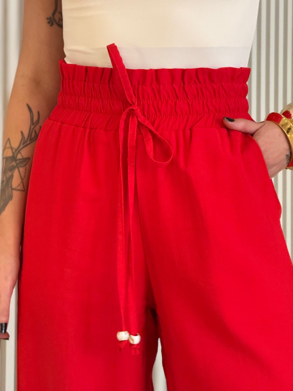 CALÇA ROBERTA LASTEX VERMELHO