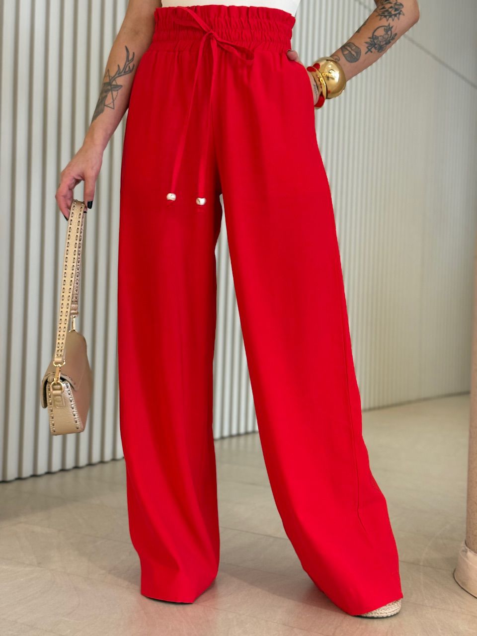 CALÇA ROBERTA LASTEX VERMELHO - 0071390006 - CAROLLA FERRARO