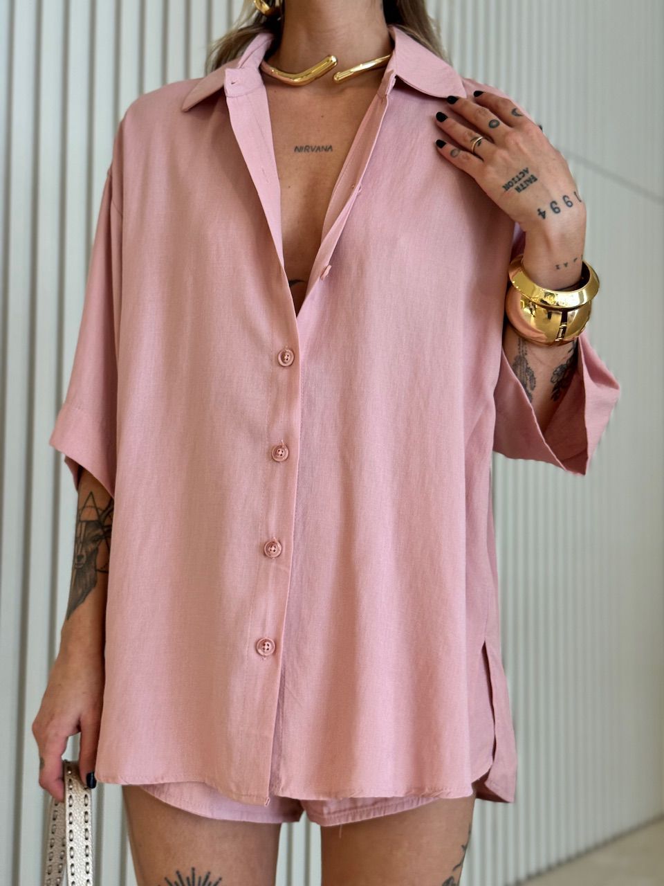 CONJUNTO ANIE CAMISA SHORT ROSÊ