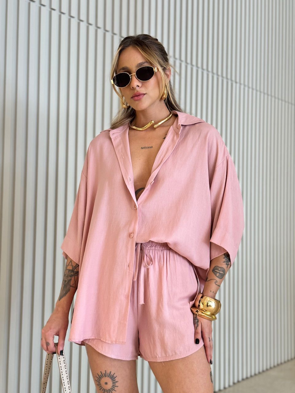 CONJUNTO ANIE CAMISA SHORT ROSÊ