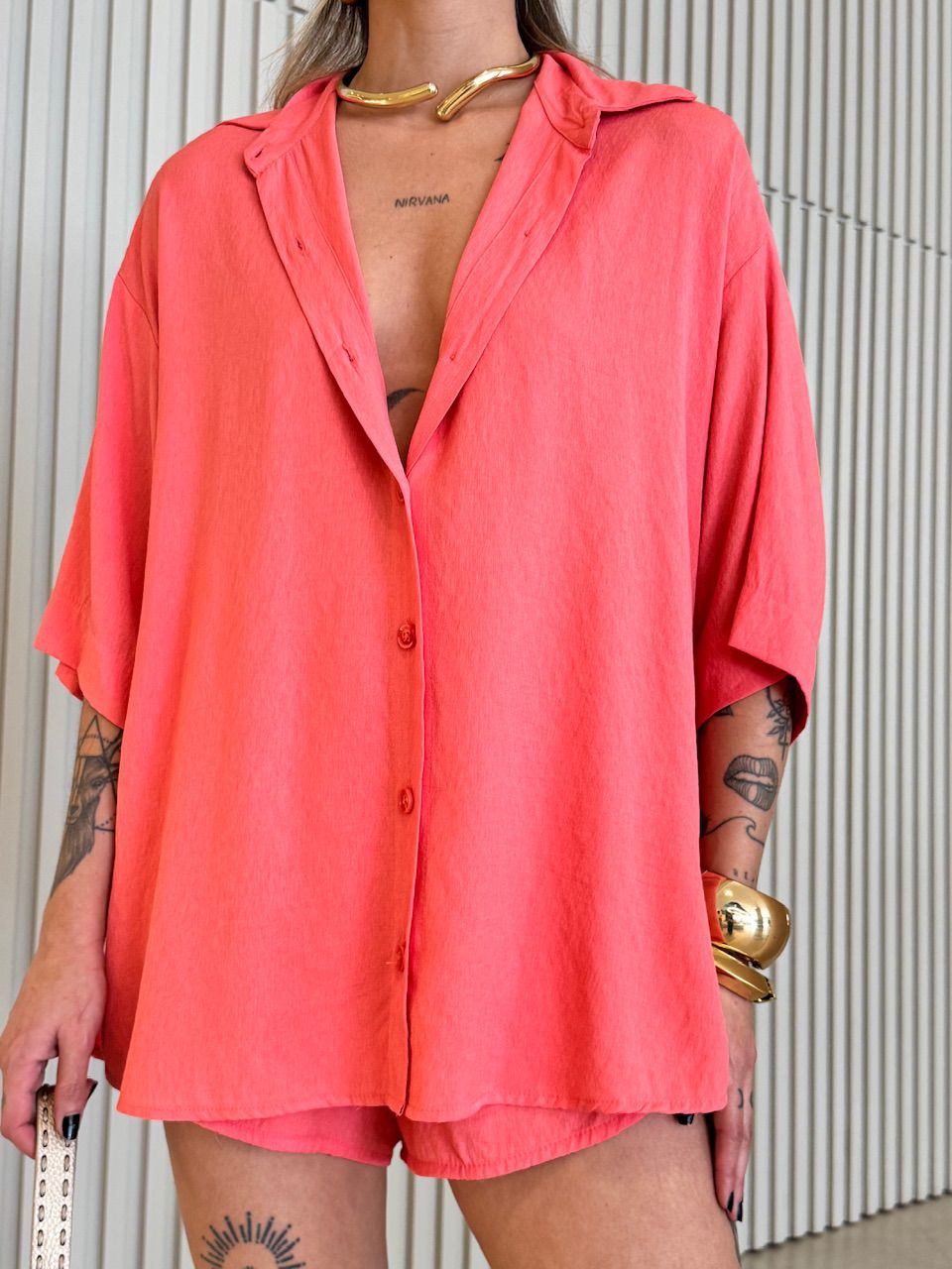 CONJUNTO ANIE CAMISA SHORT SALMÃO