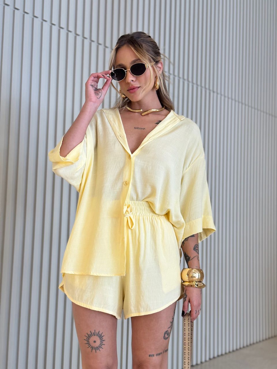 CONJUNTO ANIE CAMISA SHORT YELLOW BUTTER