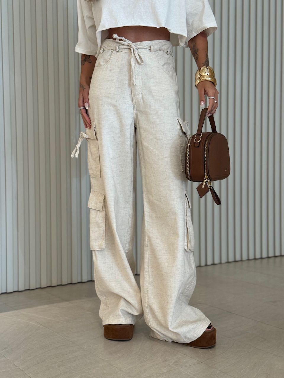 CALÇA JÚLIA LINHO CRU - 0076530132 - CAROLLA FERRARO