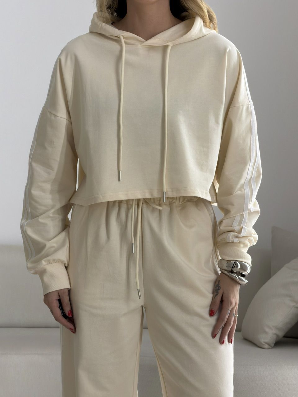 CONJUNTO LOREN LISTRAS CREME