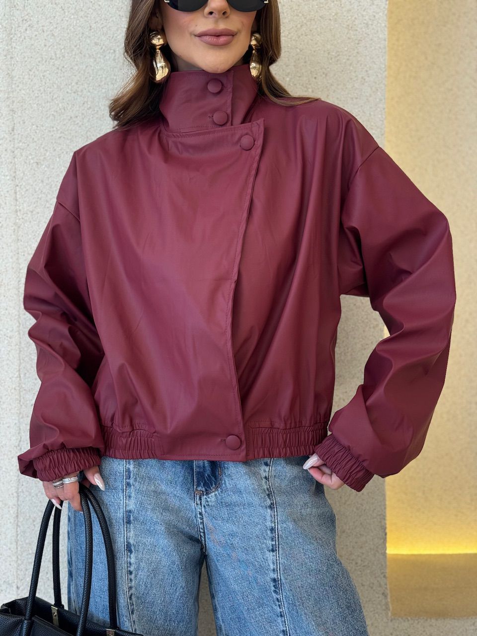 JAQUETA MARIANE COURO FAKE VINHO