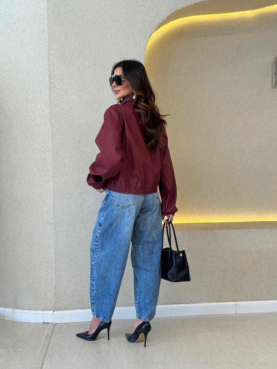 JAQUETA MARIANE COURO FAKE VINHO