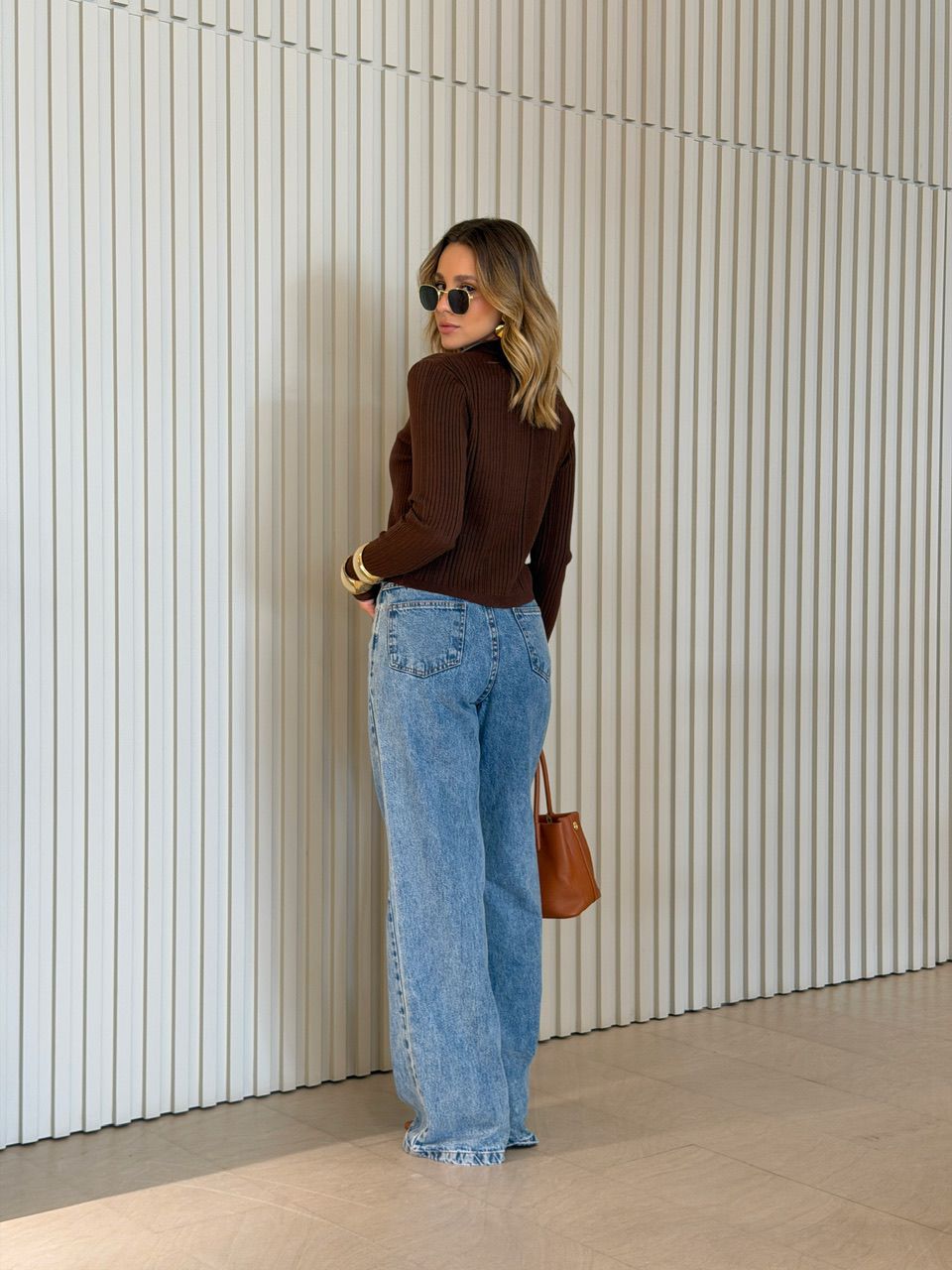 TRICOT VALQUIRIA BOTÕES MARROM