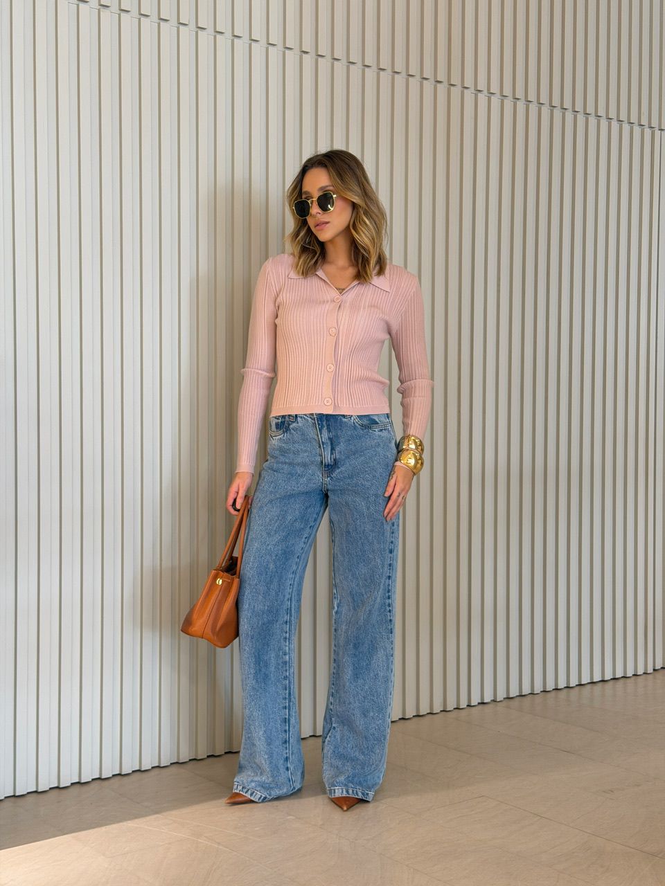 TRICOT VALQUIRIA BOTÕES ROSA