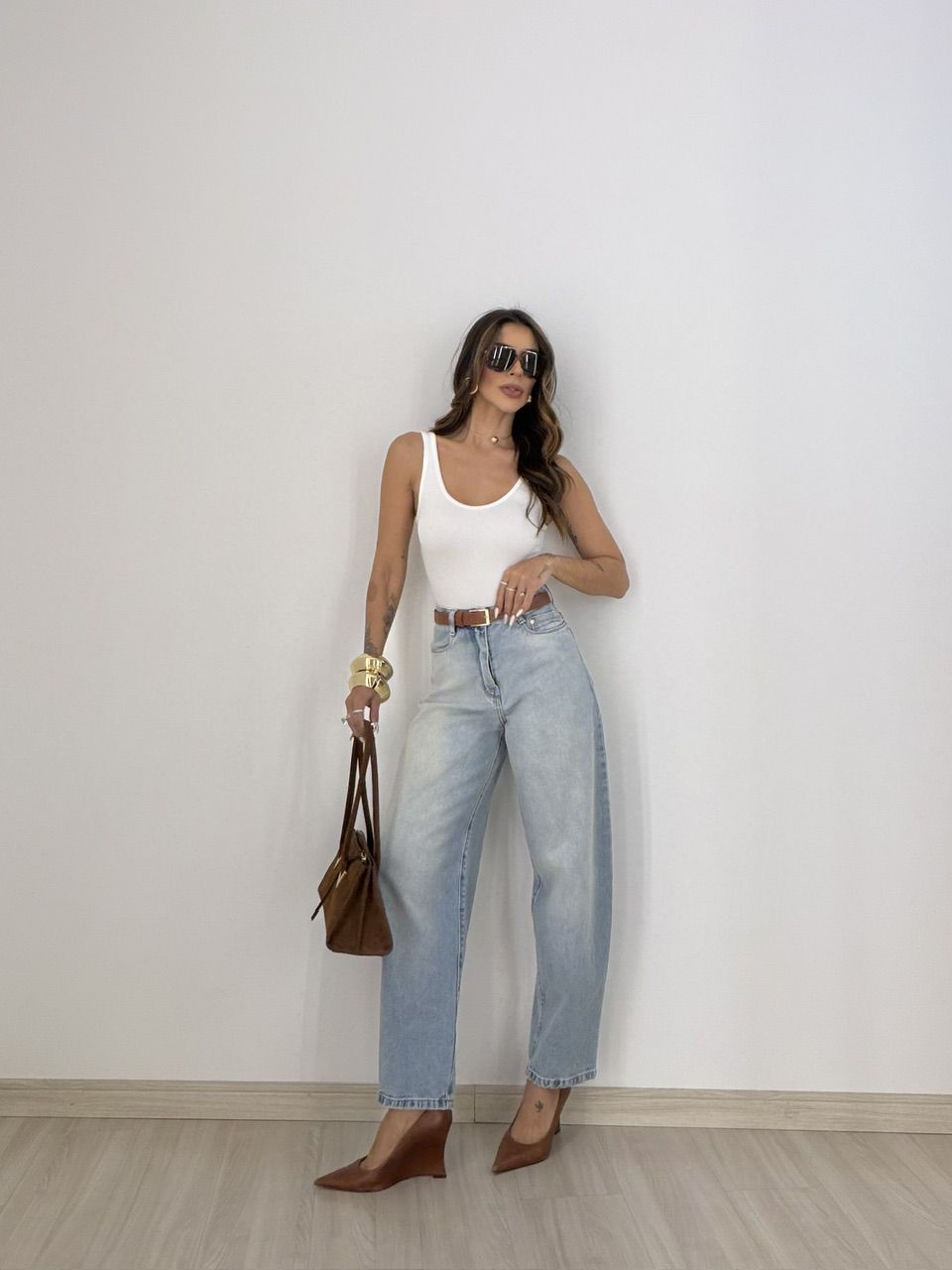 CALÇA KIARA BALLOON JEANS CLARO - 0079230071 - CAROLLA FERRARO