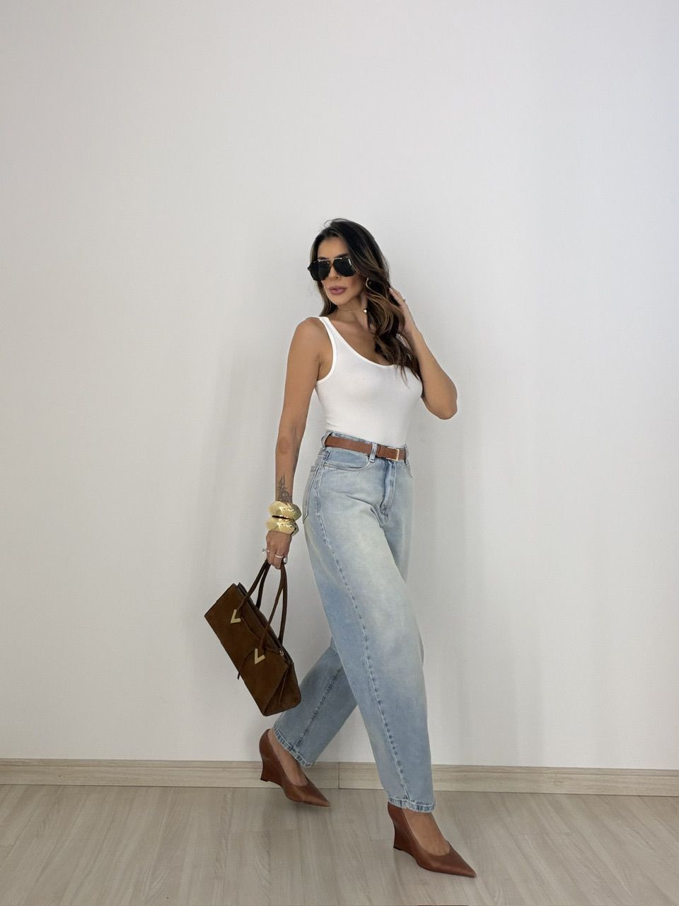CALÇA KIARA BALLOON JEANS CLARO