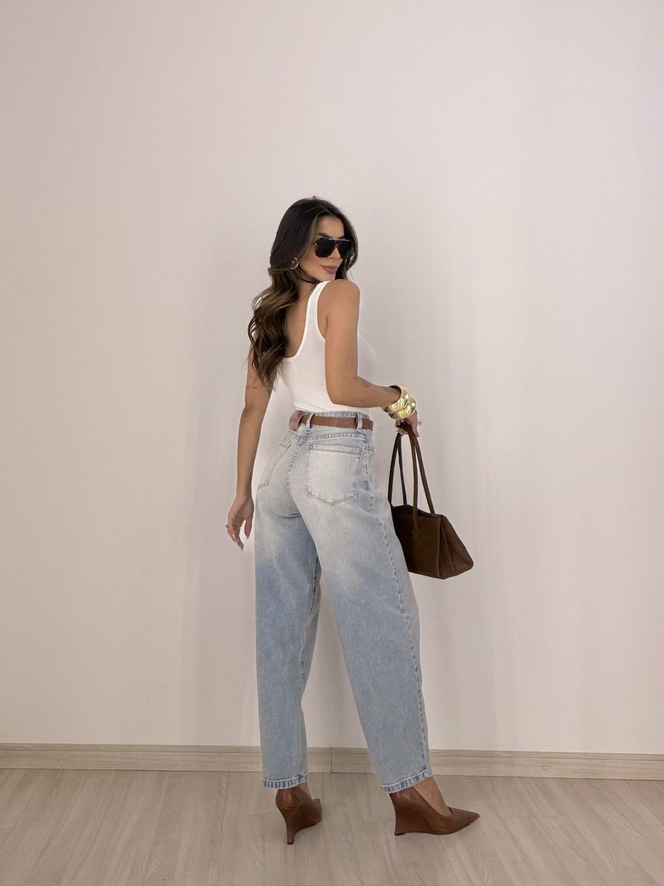 CALÇA KIARA BALLOON JEANS CLARO